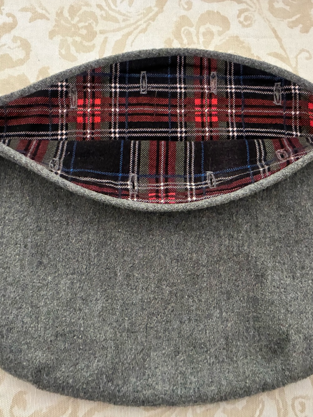 Bermuda Bag Cover Gray or Plaid Wool Reversible 4 Button Preppy Vintage